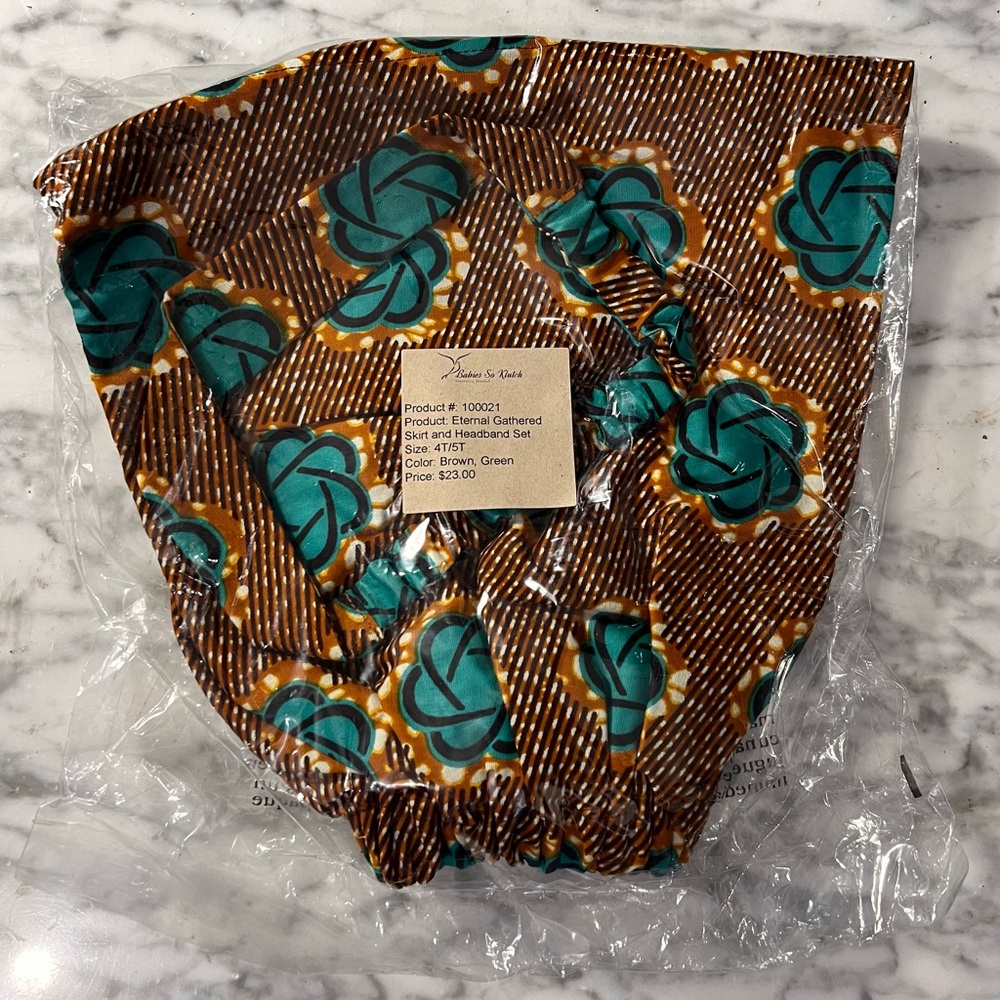 Babies So Klutch Girls African Gathered Skirt and Headband Set, Various Sizes - Picture 8 of 10